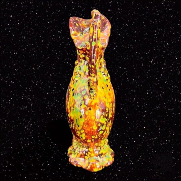Hand Painted Multicolor Specked Ceramic Pitcher Carafe Vintage Hand Made 1970s - Picture 12 of 12